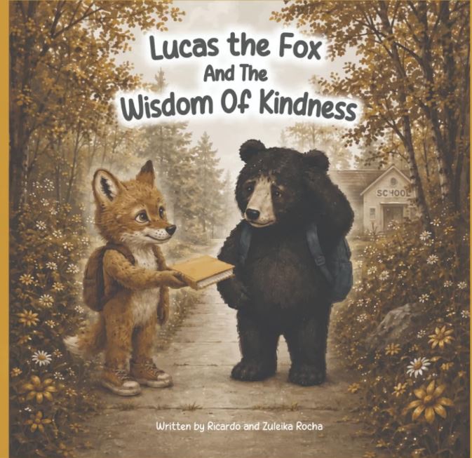 Cover of Lucas the Fox and the Wisdom of Kindness, showing Lucas with a bear in a woodland setting.